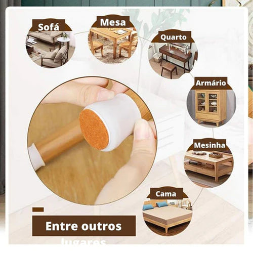 Kit com 16 Peças de Protetor de Pés de Móveis em Silicone - Casa & Coza