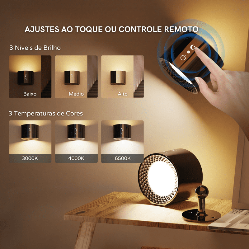 Arandela de Parede Interna LED Bifocal Sem Fio Casa & Coza