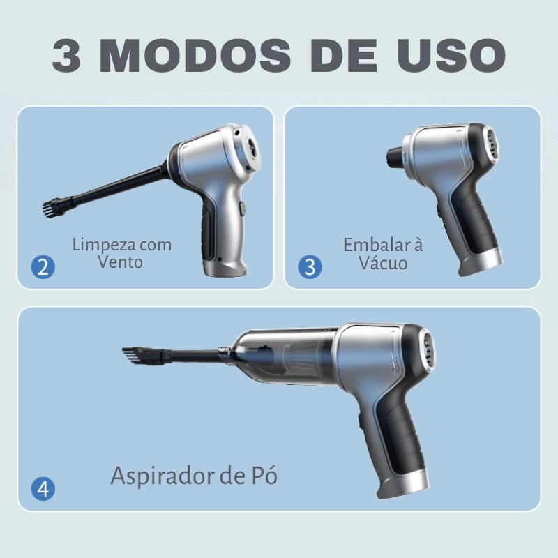 Aspirador de Pó Portátil Multifunções com Vácuo e Vento Casa & Coza