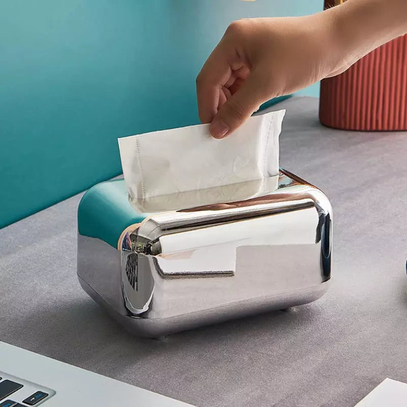 Caixa Porta Lenço Umedecido e Papel Cromado da Casa & Coza