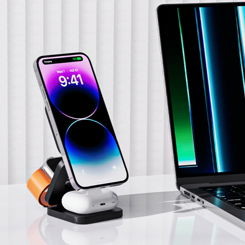 Carregador Iphone Indução Suporte Apple Watch Airpods Casa & Coza