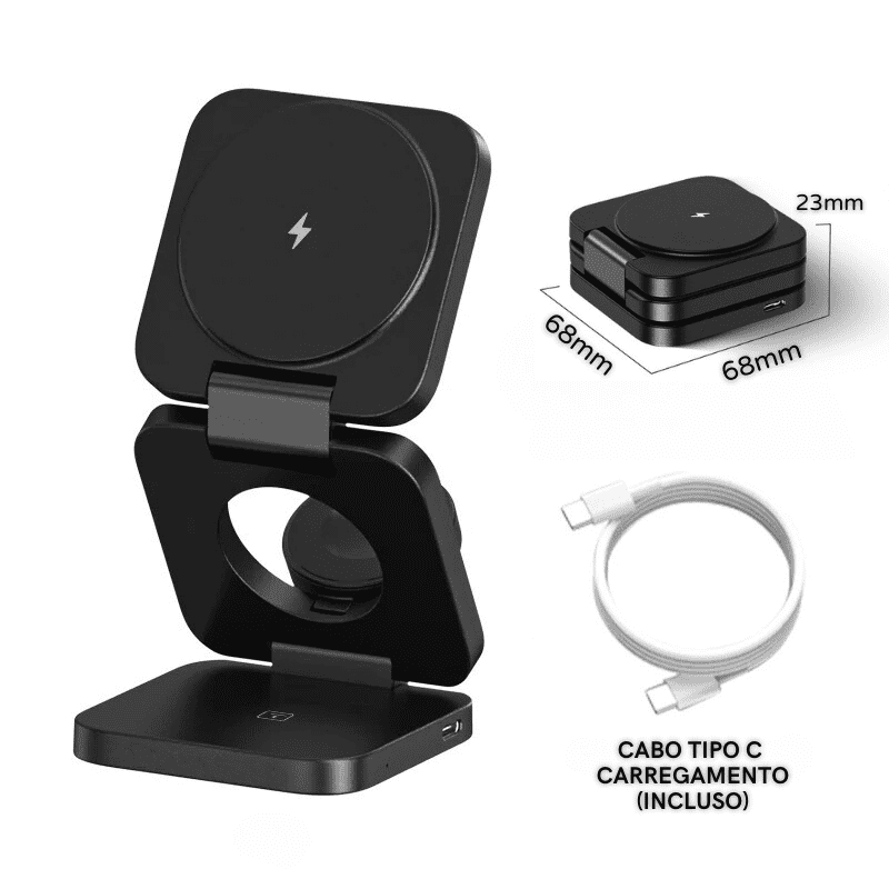 Carregador Iphone Indução Suporte Apple Watch Airpods Casa & Coza