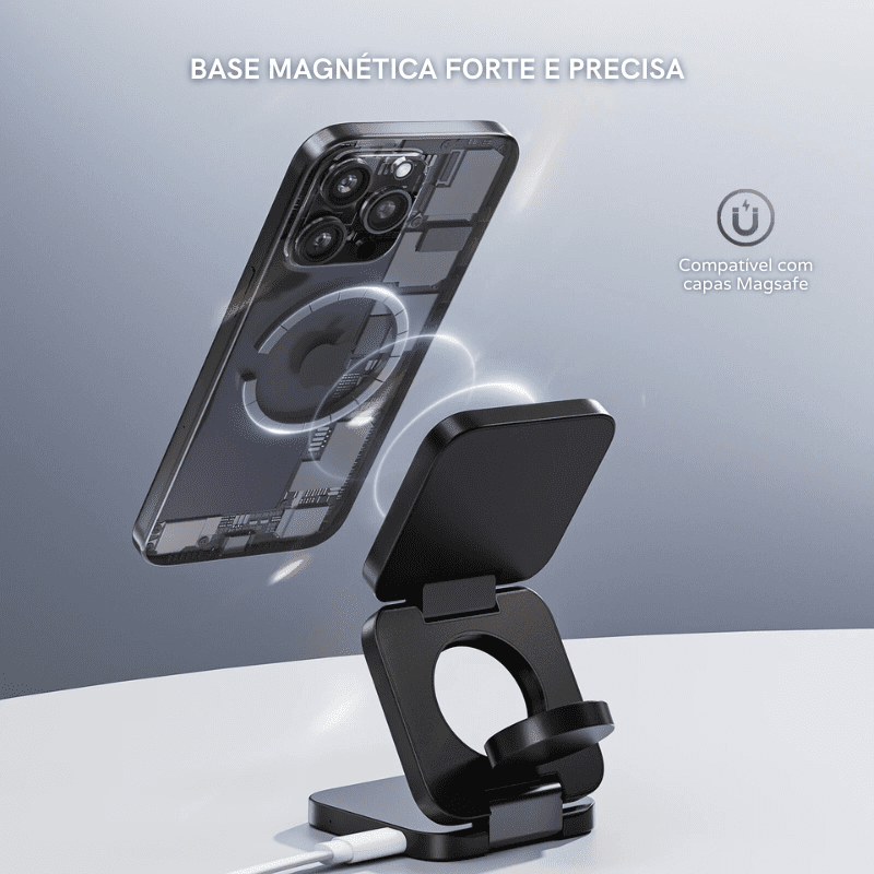 Carregador Iphone Indução Suporte Apple Watch Airpods Casa & Coza
