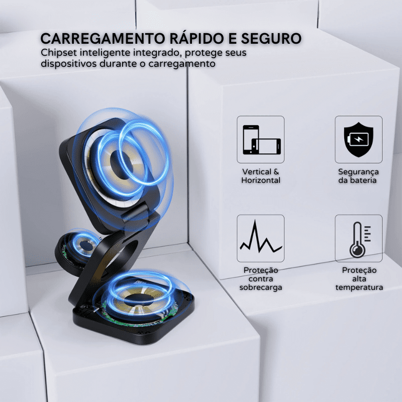 Carregador Iphone Indução Suporte Apple Watch Airpods Casa & Coza