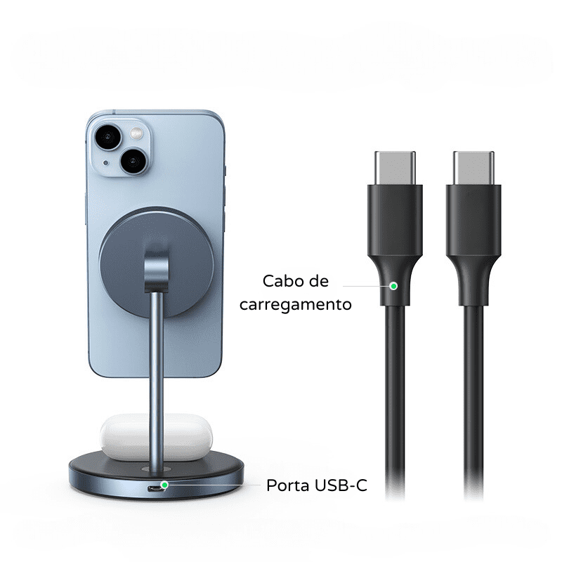 Carregador Por Indução Iphone Airpods Base Magnética Casa & Coza