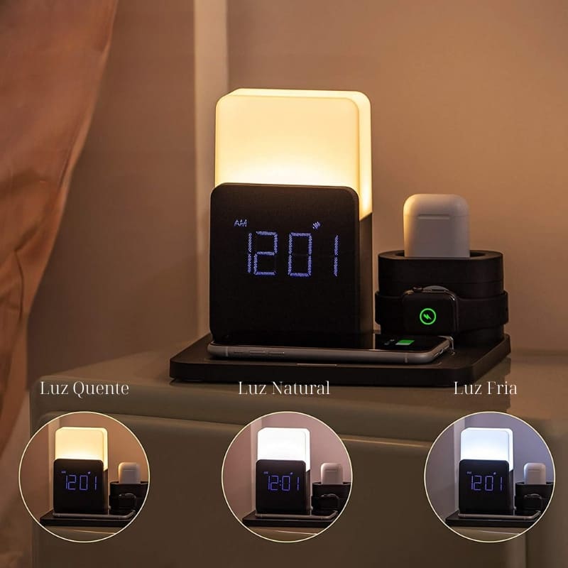 Carregador por Indução Luminária de Mesa e Despertador Casa & Coza