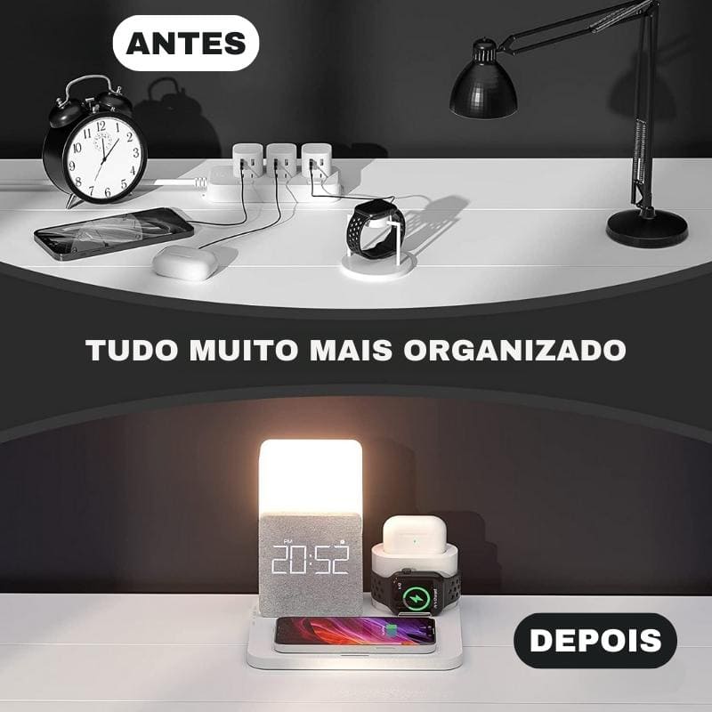 Carregador por Indução Luminária de Mesa e Despertador Casa & Coza