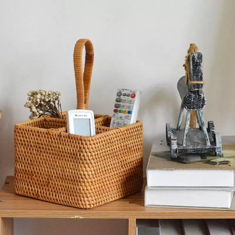 Cesta de Armazenamento de Vime em Rattan Feita a Mão Casa & Coza