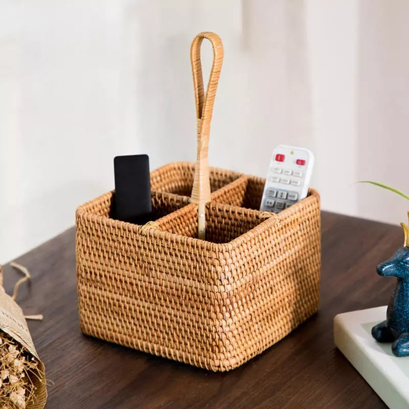 Cesta de Armazenamento de Vime em Rattan Feita a Mão Casa & Coza
