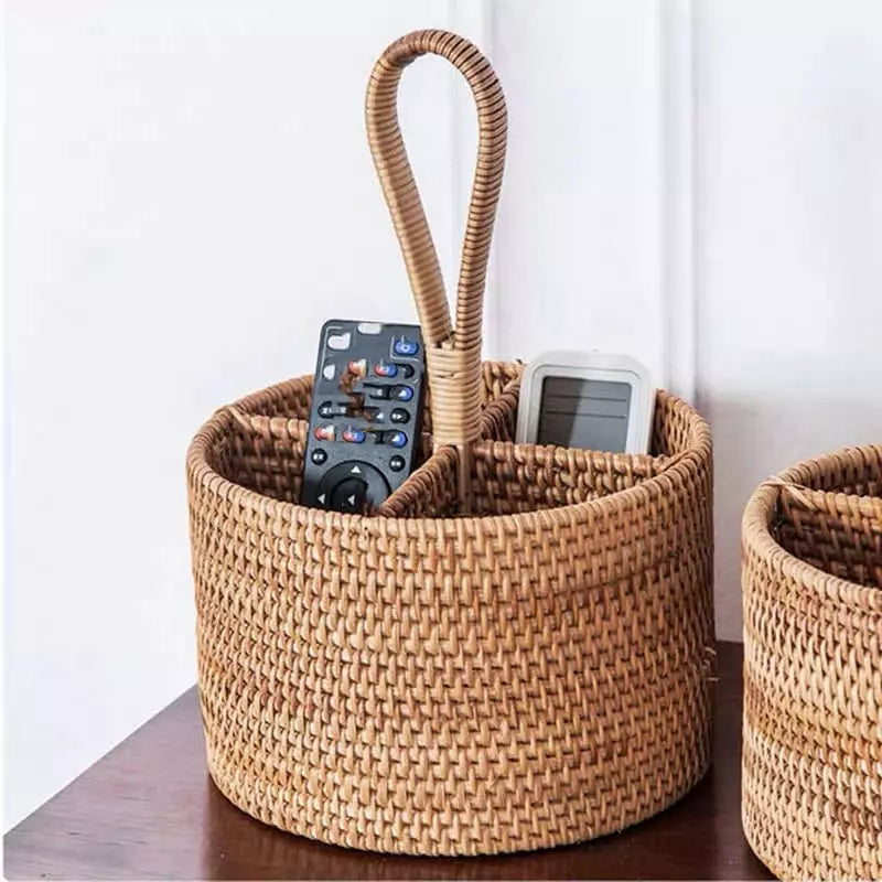 Cesta de Armazenamento de Vime em Rattan Feita a Mão Casa & Coza