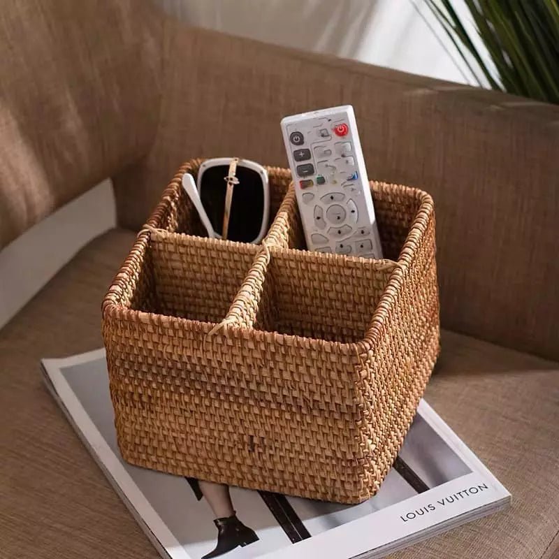Cesta de Armazenamento de Vime em Rattan Feita a Mão Casa & Coza