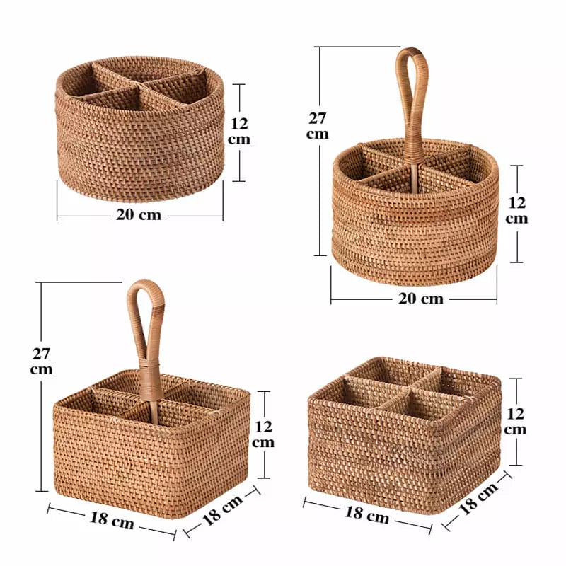 Cesta de Armazenamento de Vime em Rattan Feita a Mão Casa & Coza