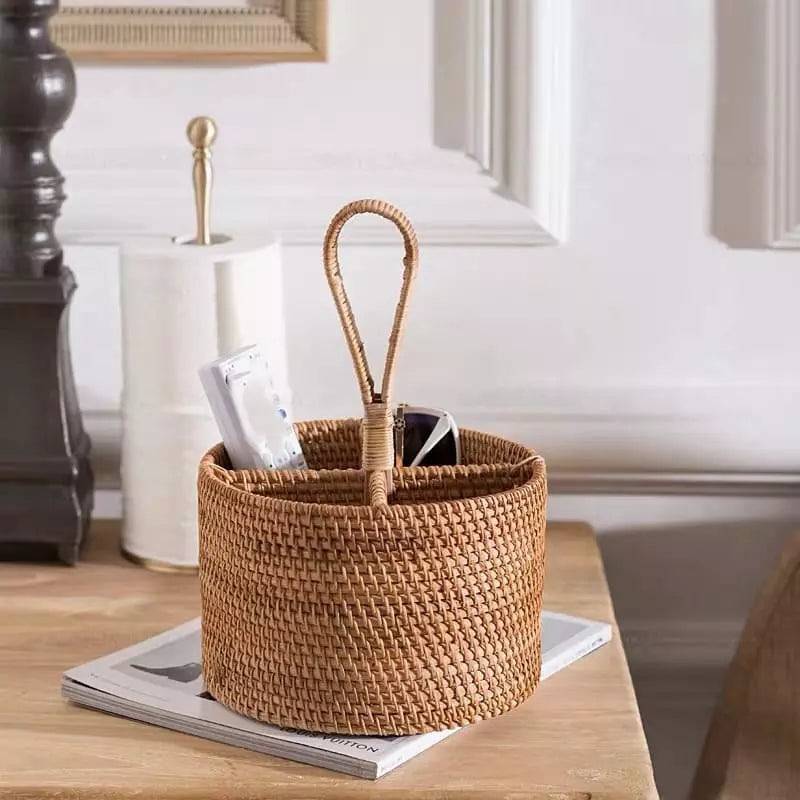 Cesta de Armazenamento de Vime em Rattan Feita a Mão Casa & Coza