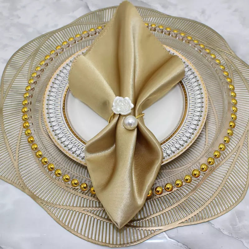 Conjunto Anéis de Guardanapo de Tecido Flor e Pérola Casa & Coza