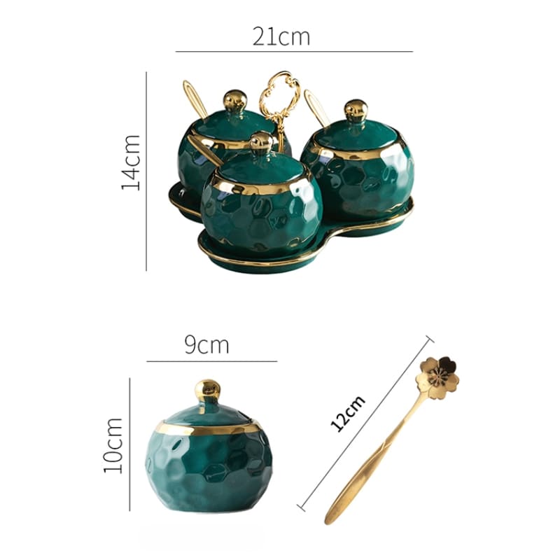 Conjunto de Potes Cerâmica Kit Açucareiro e Saleiro Casa & Coza