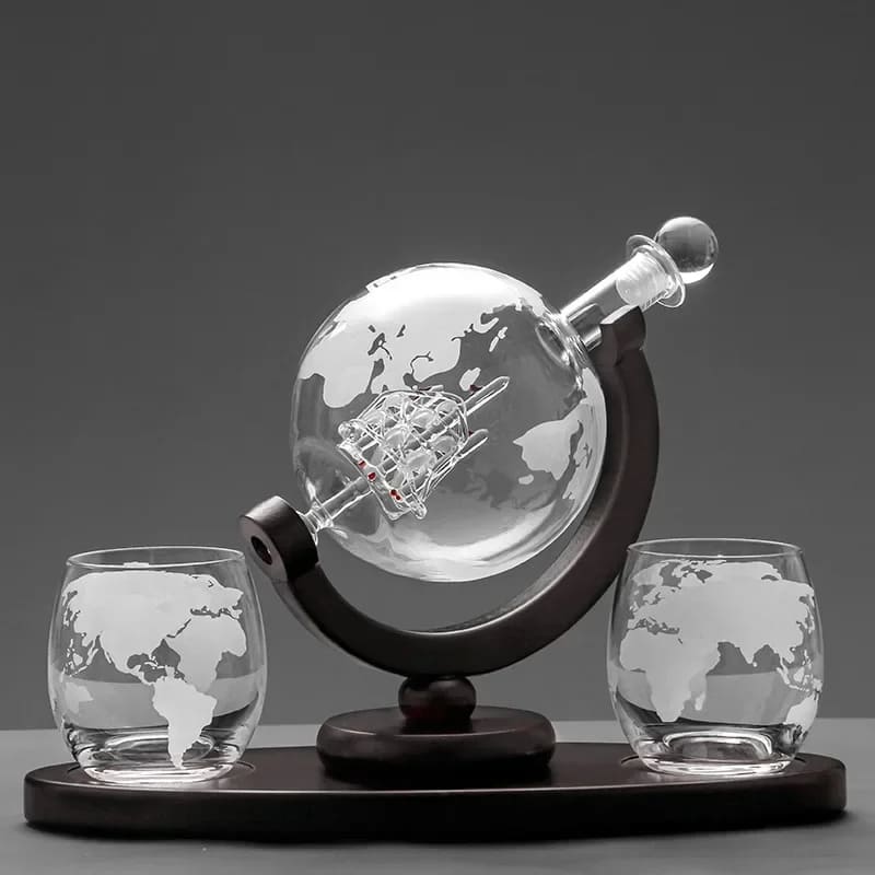 Decanter Whisky Globo Conjunto Recipiente de Vidro Casa & Coza