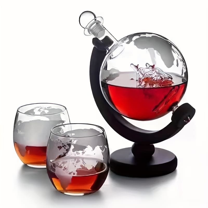 Decanter Whisky Globo Conjunto Recipiente de Vidro Casa & Coza