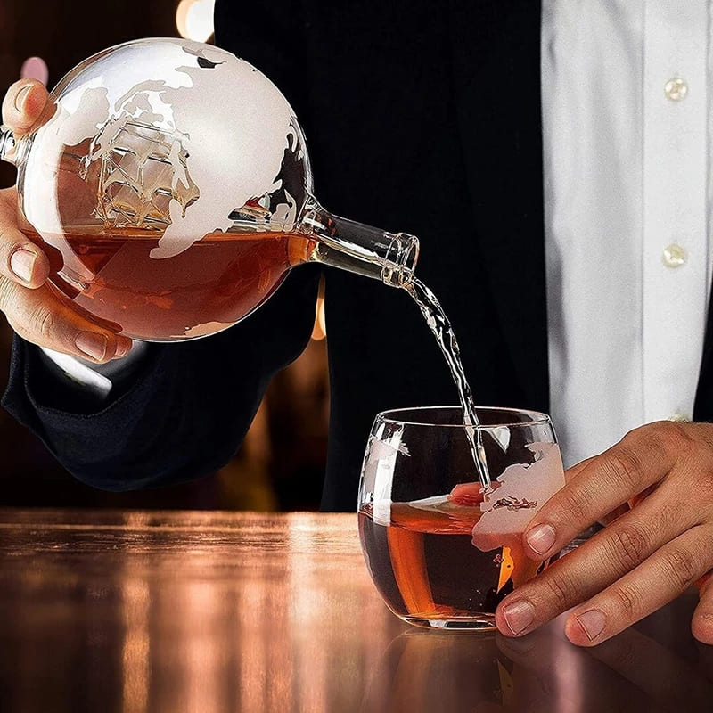 Decanter Whisky Globo Conjunto Recipiente de Vidro Casa & Coza