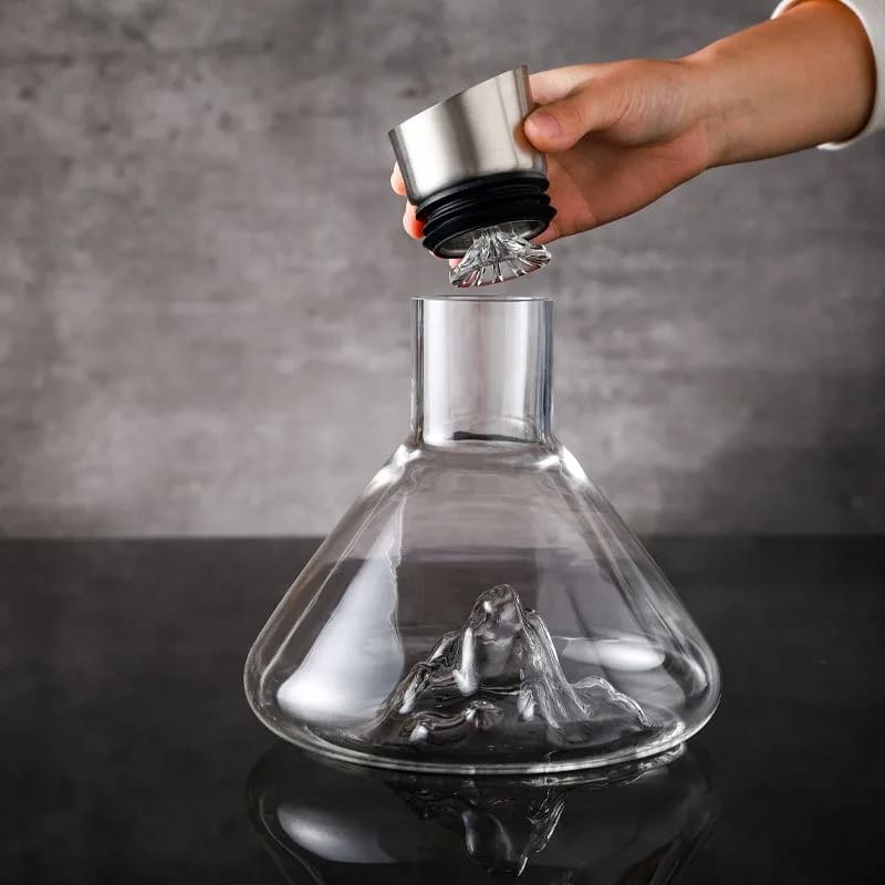 Decanter de Vinho Vidro Iceberg Aerador Home Bar Casa & Coza