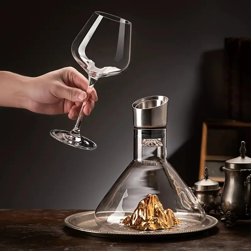 Decanter de Vinho Vidro Iceberg Aerador Home Bar Casa & Coza
