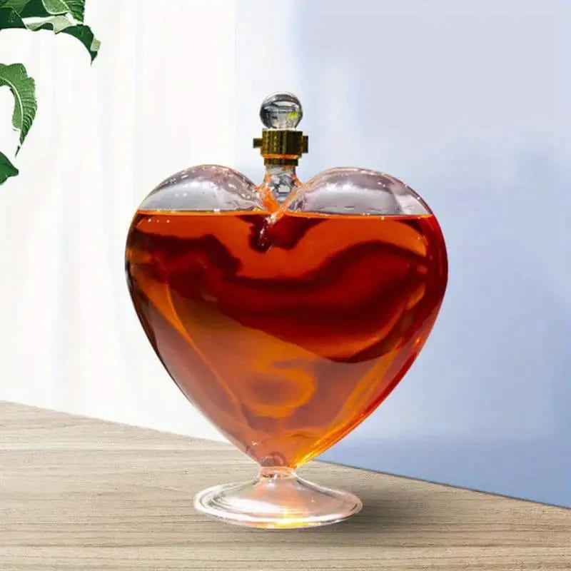Decanter de Vinho Whisky Coração Vidro Bar em Casa