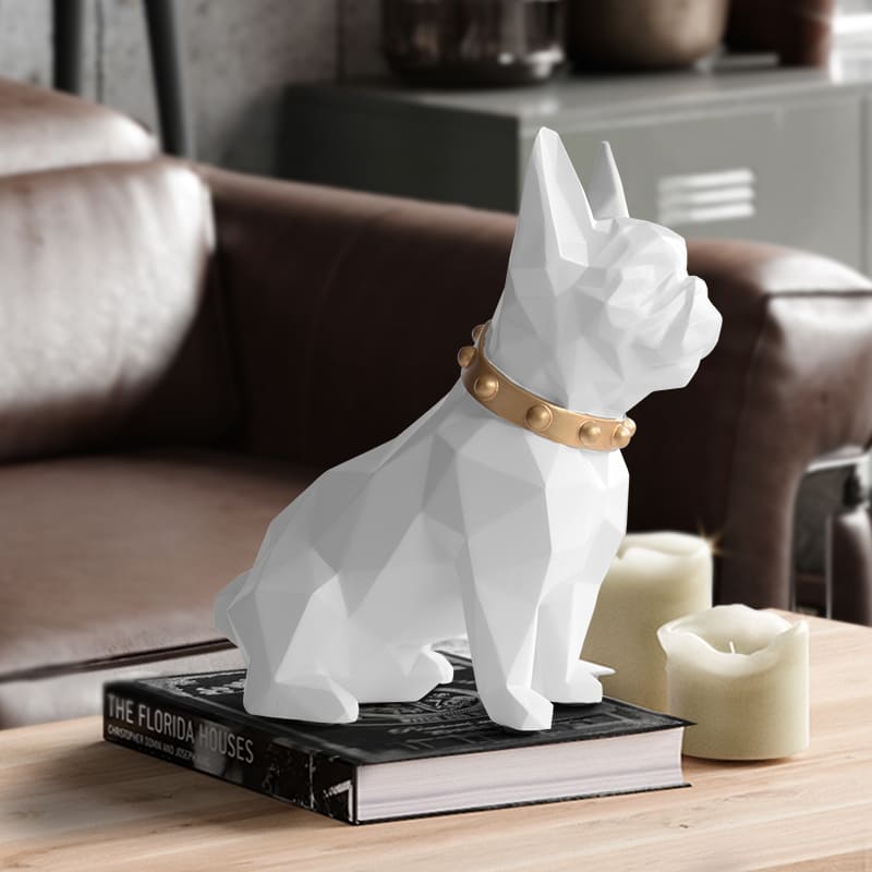 Decoração de Mesa Cofre de Resina Buldogue Francês Casa & Coza