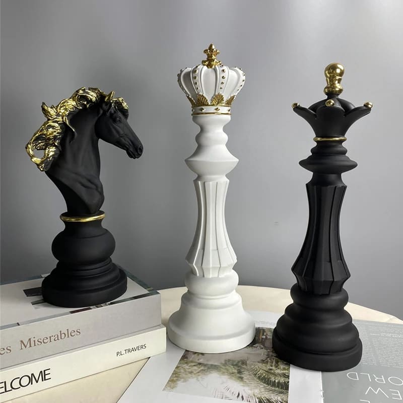 Decoração de Mesa Resina Estátua Peças de Xadrez Casa & Coza