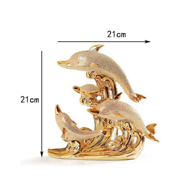 Decoração de Mesa de Luxo Cerâmica Estátua de Golfinhos Casa & Coza