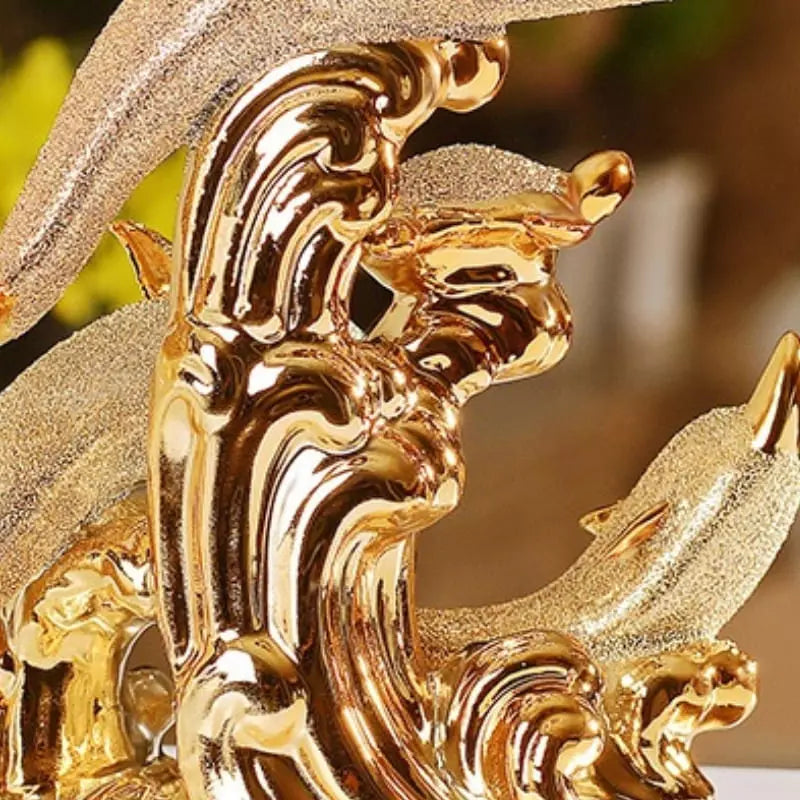 Decoração de Mesa de Luxo Cerâmica Estátua de Golfinhos Casa & Coza
