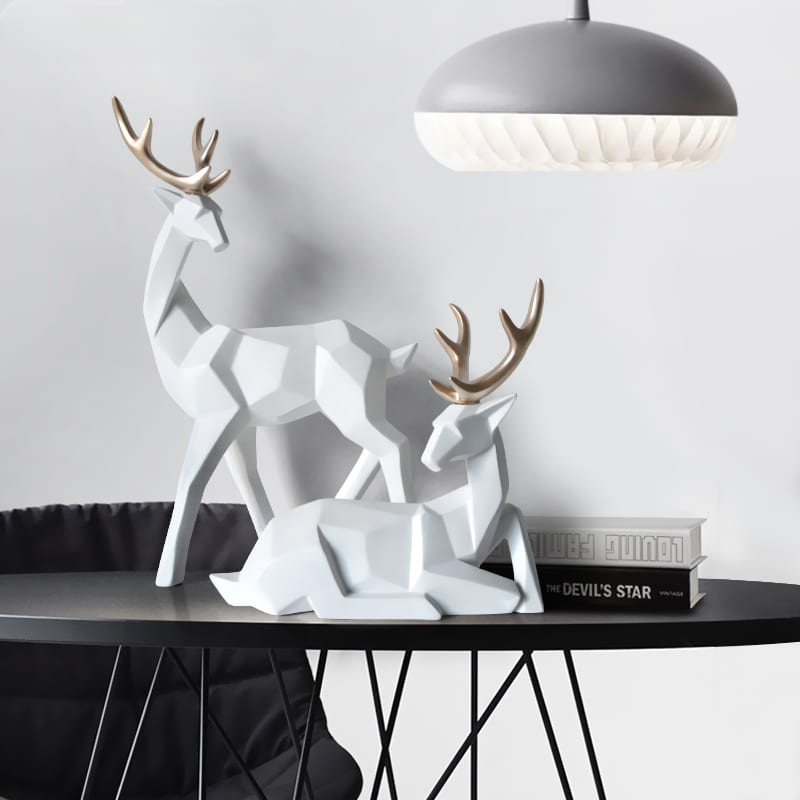 Decoração de Mesa de Resina Estátua Cervo 2 Peças Casa & Coza