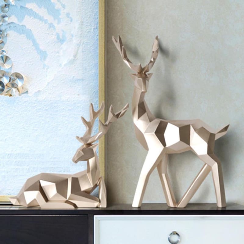 Decoração de Mesa de Resina Estátua Cervo 2 Peças Casa & Coza