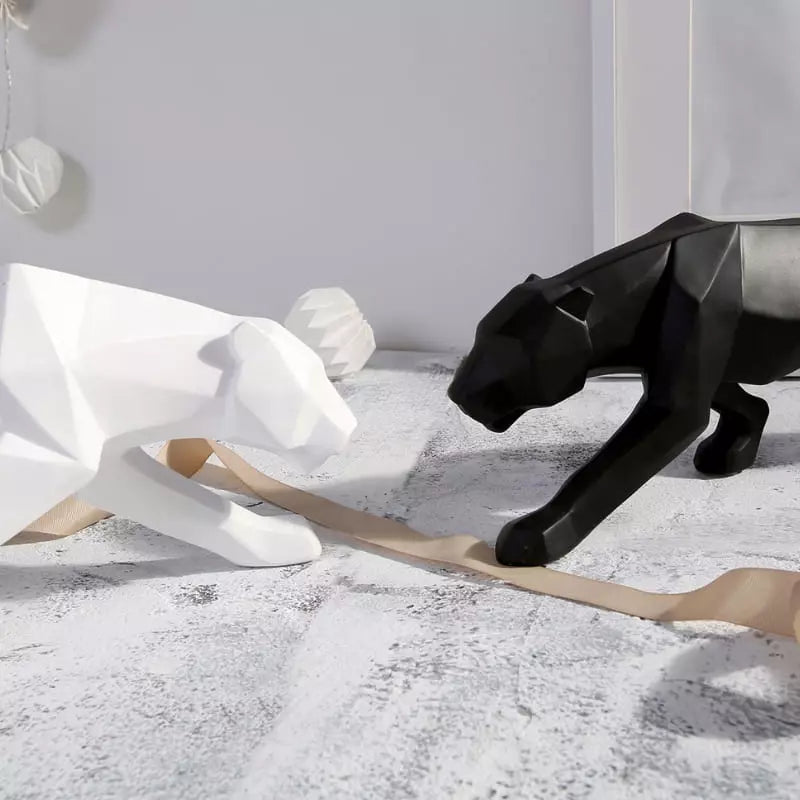 Decoração de Mesa de Resina Estátua Leopardo Casa & Coza