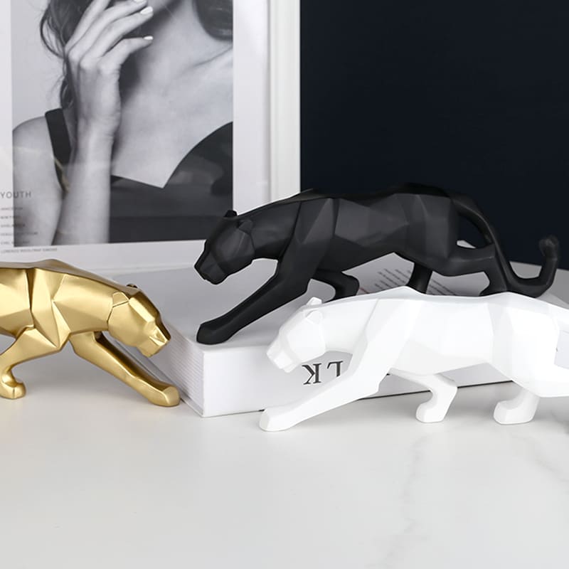 Decoração de Mesa de Resina Estátua Leopardo Casa & Coza