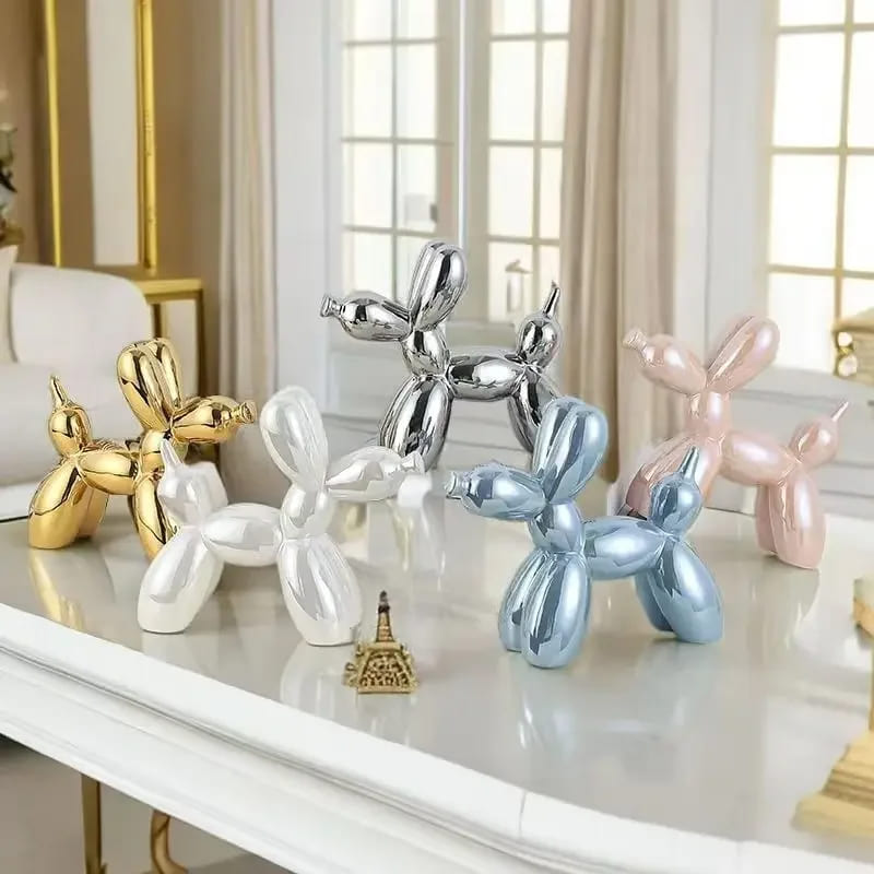 Decoração de Sala Cerâmica Estátua Cachorro de Balão Casa & Coza