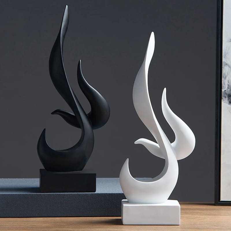 Decoração de Sala Resina Escultura Abstrata Chamas Casa & Coza