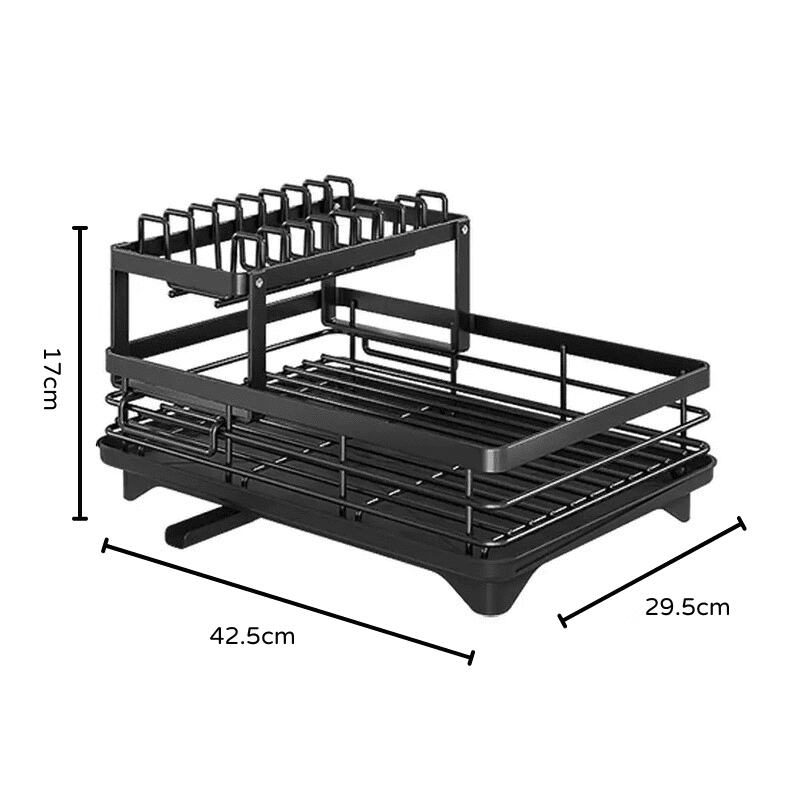 Escorredor de Louça Preto com Bandeja Coletora Metal Casa & Coza