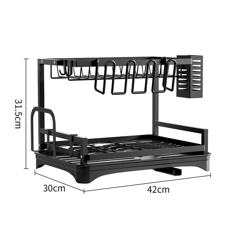 Escorredor de Louça Preto com Bandeja Coletora Metal Casa & Coza