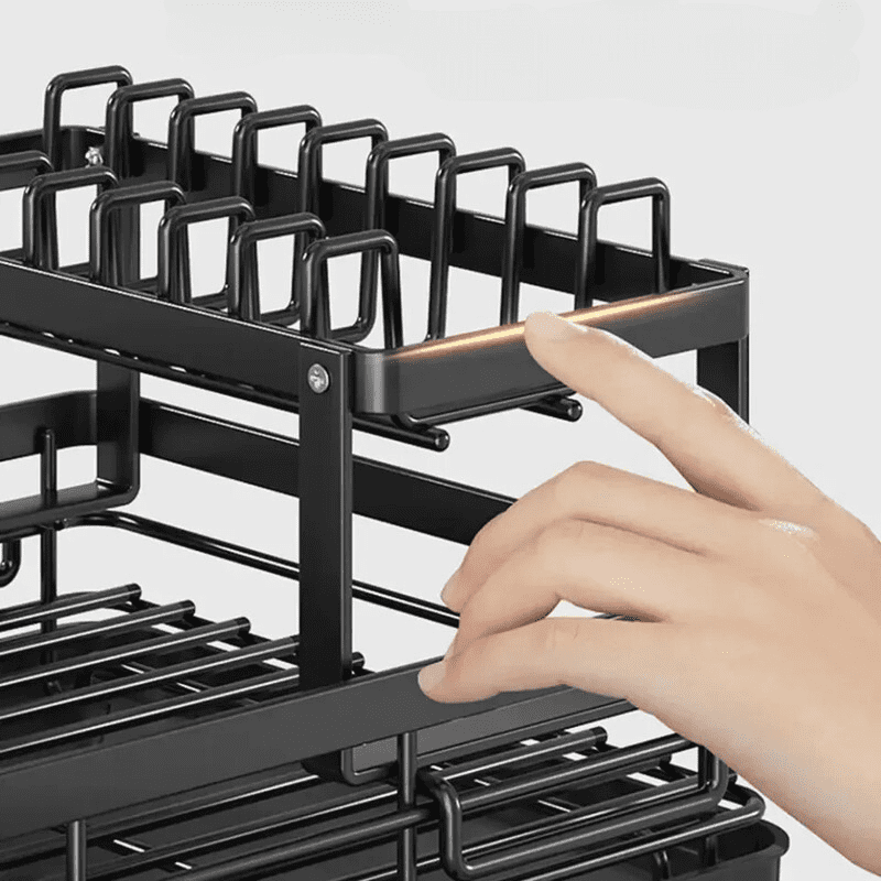 Escorredor de Louça Preto com Bandeja Coletora Metal Casa & Coza