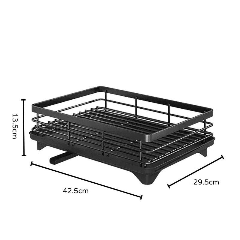 Escorredor de Louça Preto com Bandeja Coletora Metal Casa & Coza