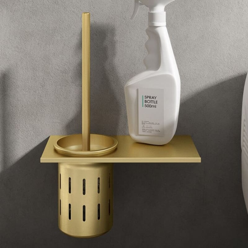 Escova Sanitária para Banheiro com Suporte Alumínio Dourado Casa & Coza