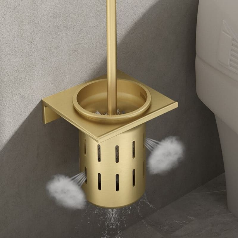 Escova Sanitária para Banheiro com Suporte Alumínio Dourado Casa & Coza