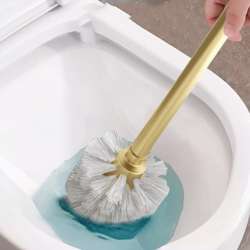 Escova Sanitária para Banheiro com Suporte Alumínio Dourado Casa & Coza