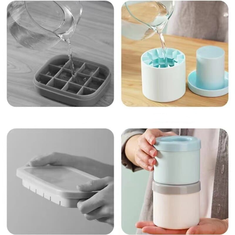 Forma de Gelo de Silicone Redonda com Tampa Casa & Coza