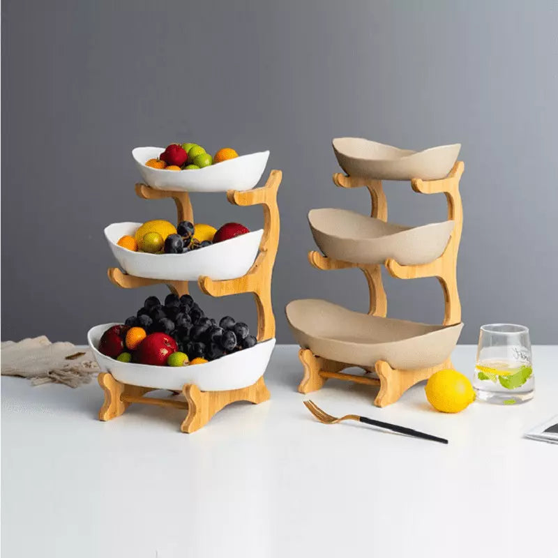 Fruteira de Mesa Cesta de Fruta Bambu Casa & Coza