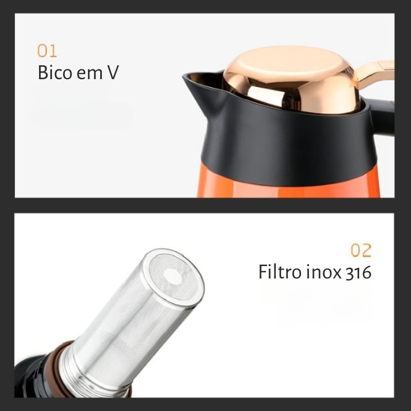 Garrafa Térmica Café Chá Inox 1.6L Casa & Coza