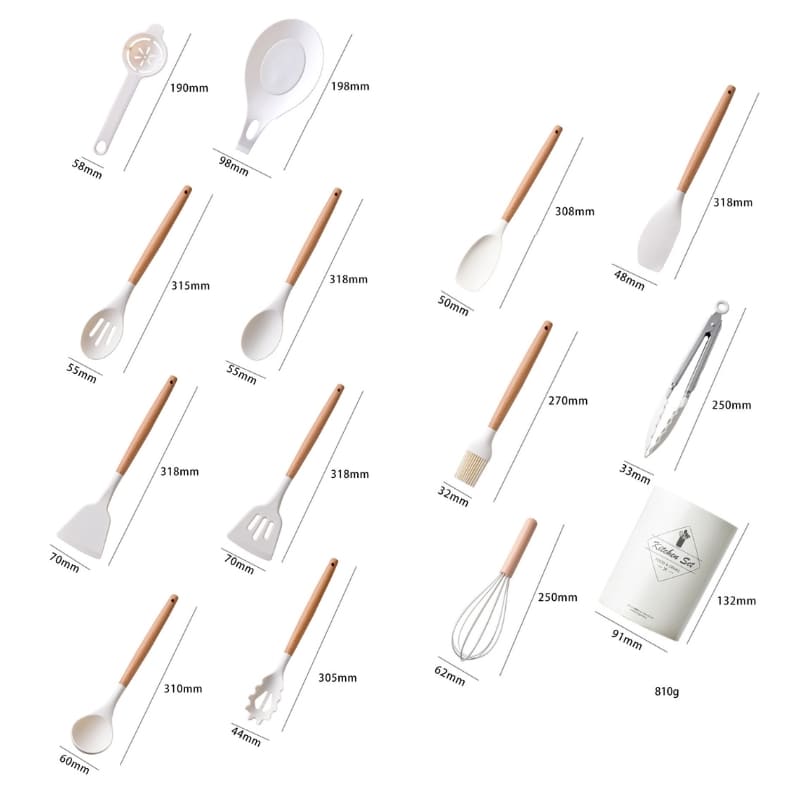 Kit Utensílios de Cozinha 14 Peças Silicone Com Organizador Casa & Coza