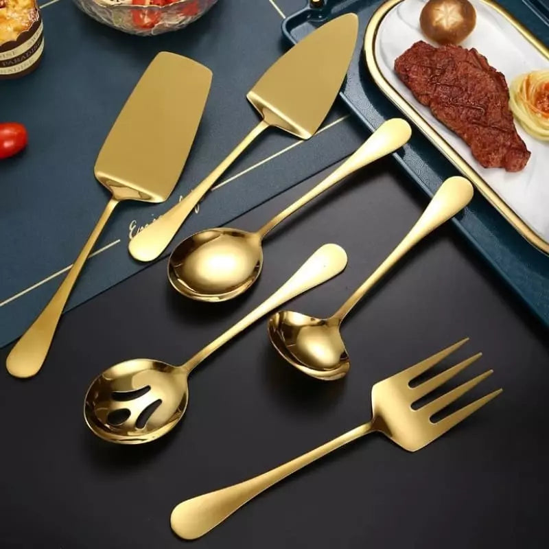 Kit Utensílios de Cozinha 6 Peças Inox Dourado Casa & Coza