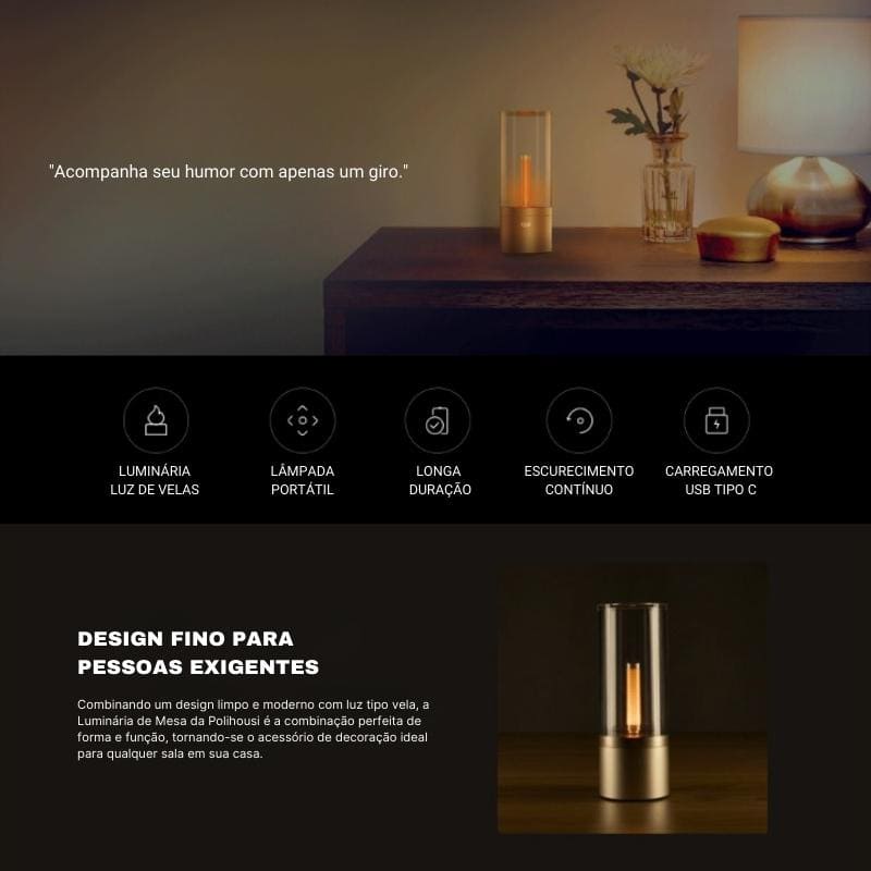 Luminária de Mesa Decorativa Portátil de Led Casa & Coza