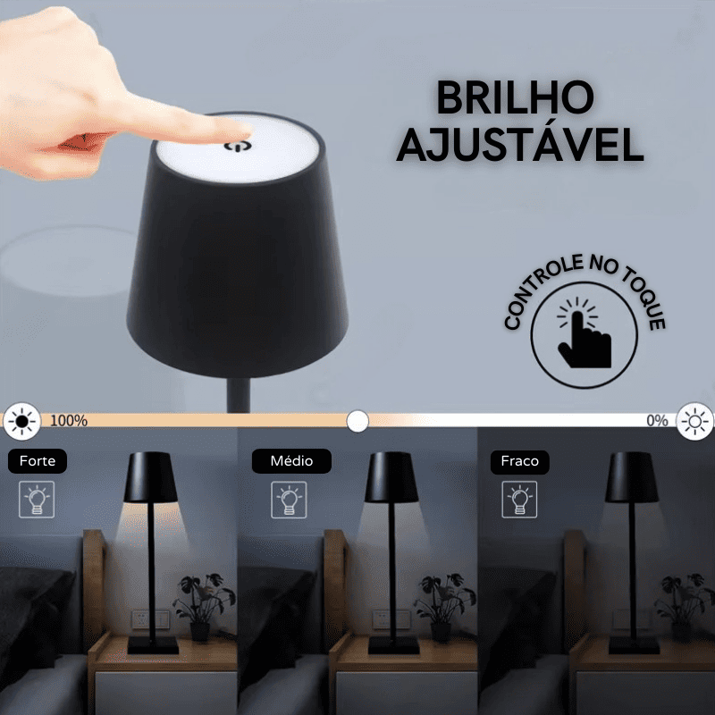 Luminária de Mesa LED Abajur Quarto Sala Portátil Casa & Coza
