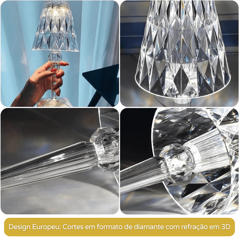 Luminária de Mesa LED Diamante USB 3 em 1 Sem Fio Casa & Coza